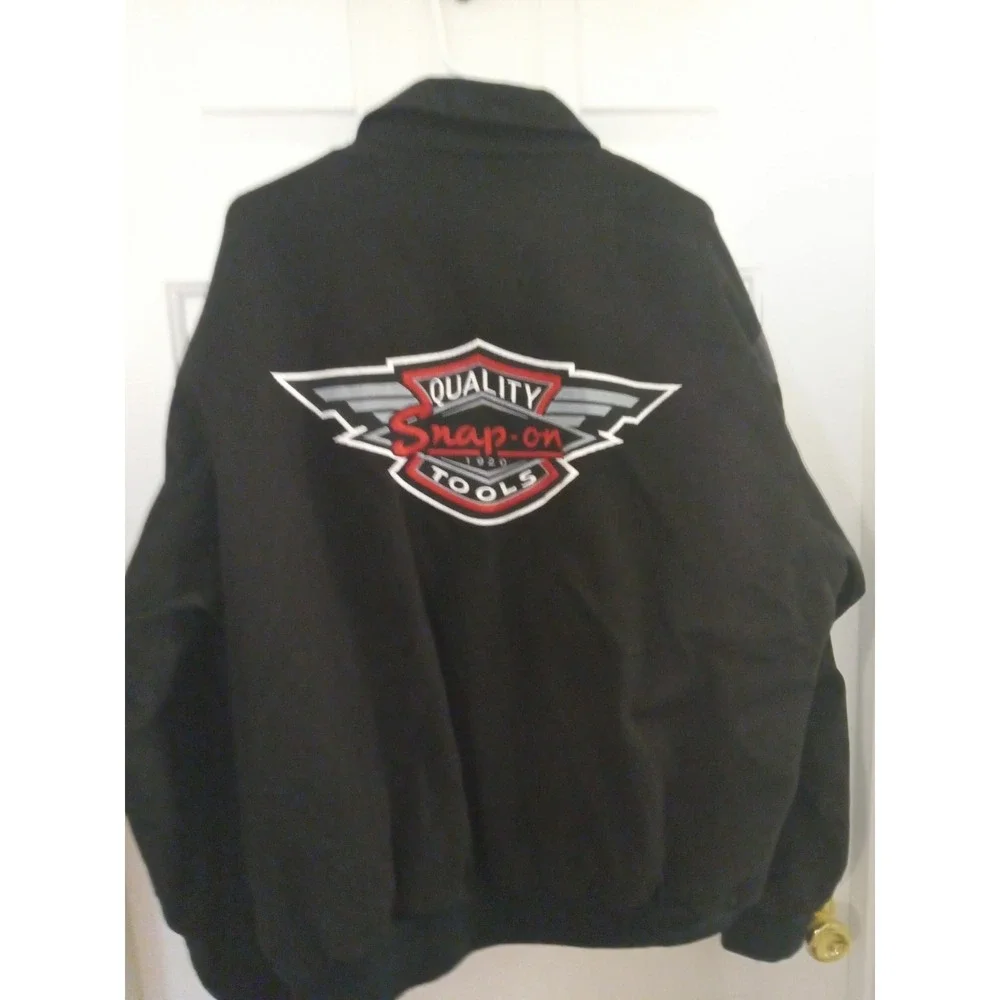 Snap On Tools Mens Mechanic Work Winter Jacket Black Checkered Sleeves Large